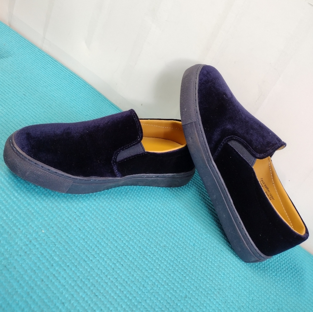 Henry Ferrera Tamar Womens Slip On Velvet Navy Loafers Shoes Size 36